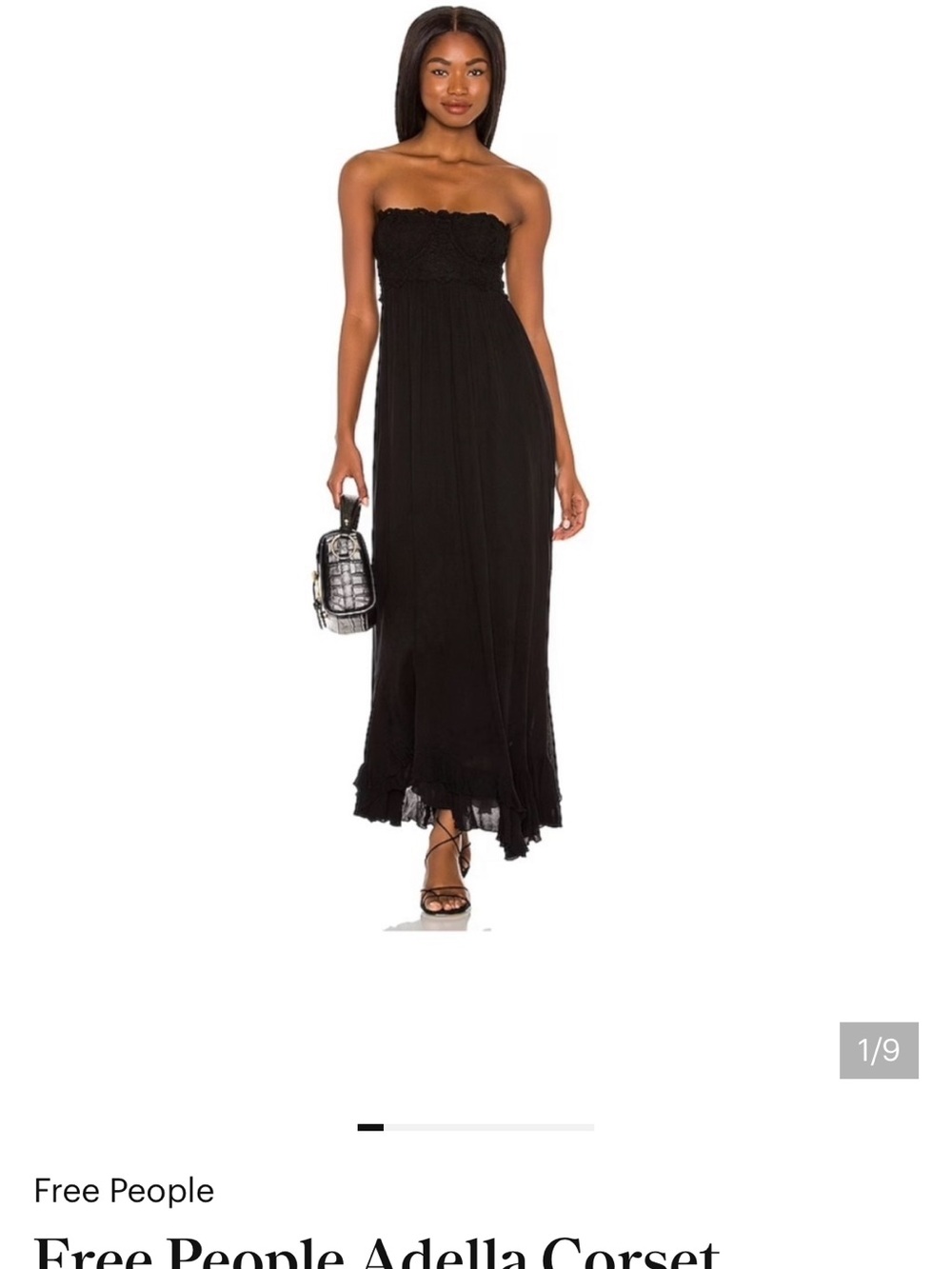 Free People Black Strapless Corset Maxi Dress